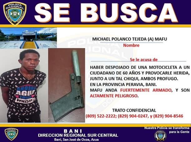 Michael Polanco Tejada, alias Mafu, acusado de robo.