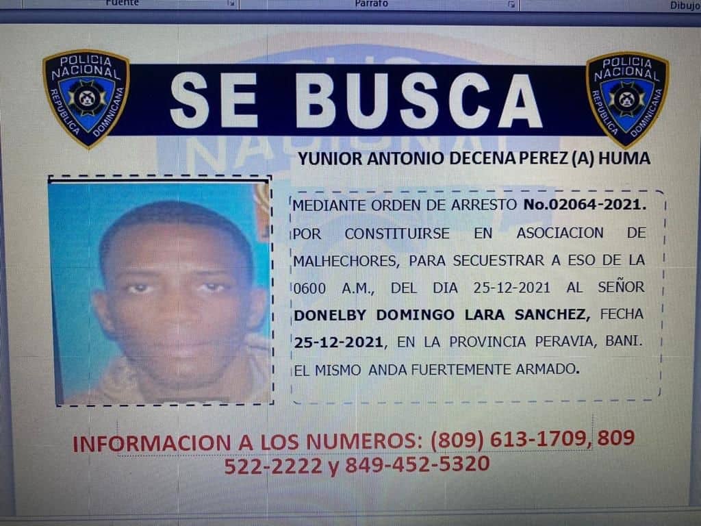 Junior Antonio Decena Pérez (Huma), acusado de secuestro. 